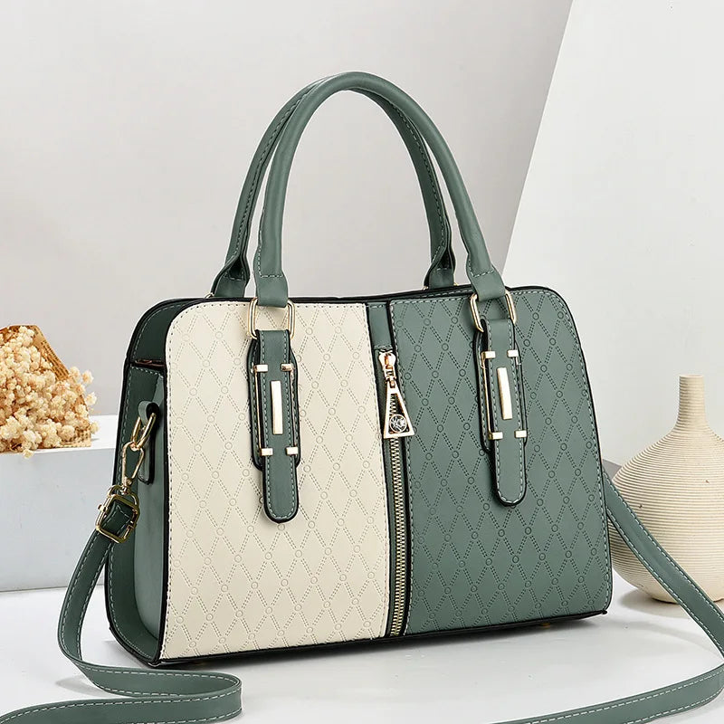 Sacoche Femme Effet Croco Bicolore Grande Capacité Épaule Bandoulière Bureau – CLEVI Paris