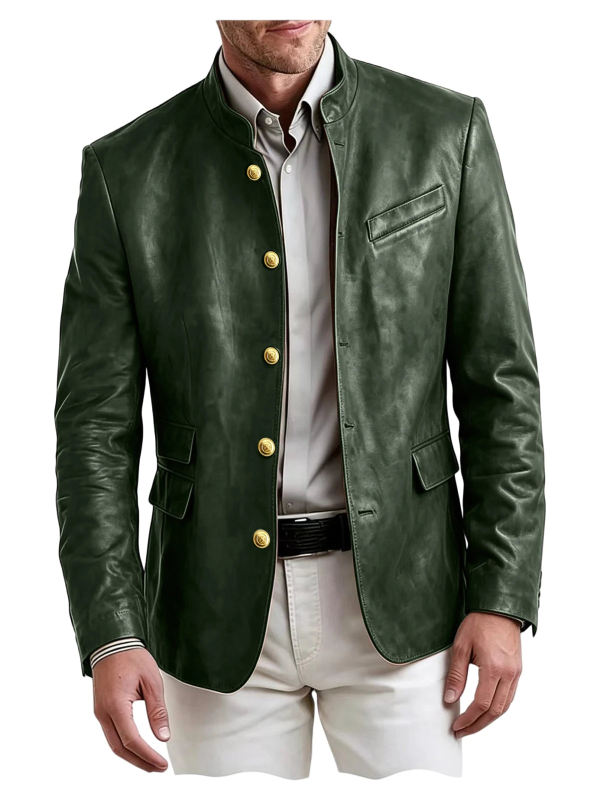 Blazer homme en similicuir, col montant – CLEVI Paris