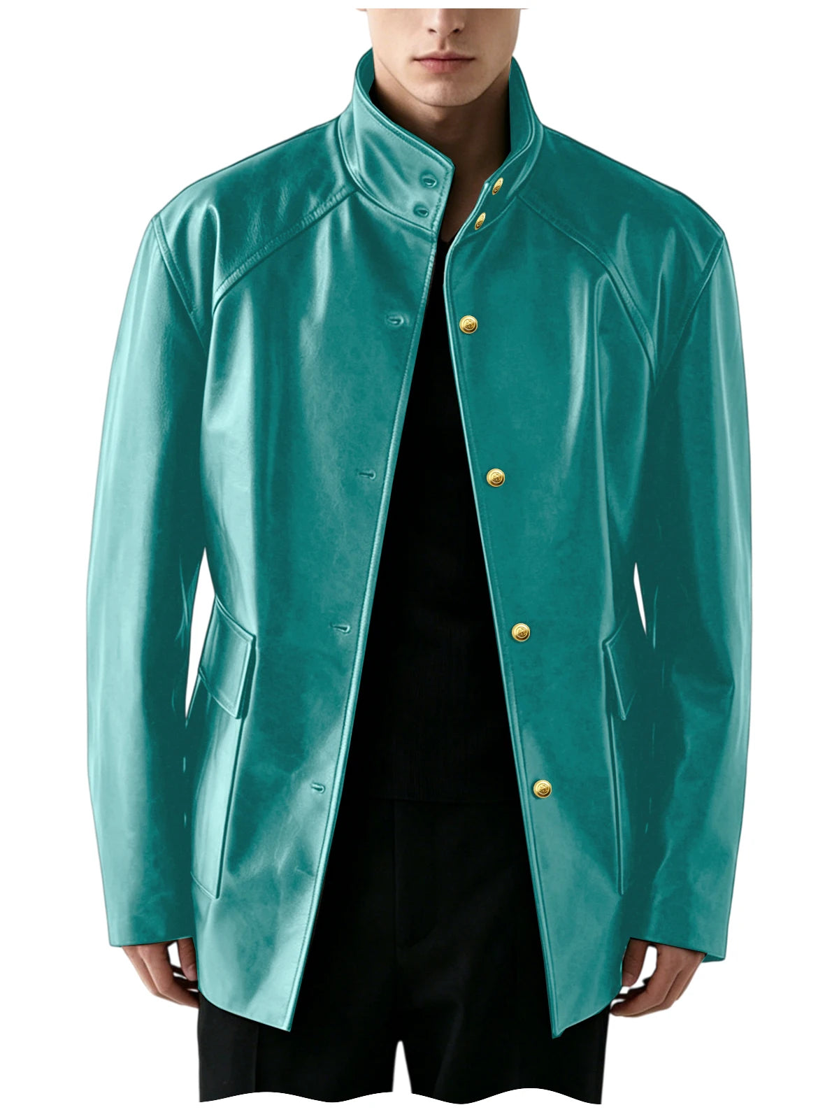 Veste Simili Cuir Homme Col Montant – CLEVI Paris