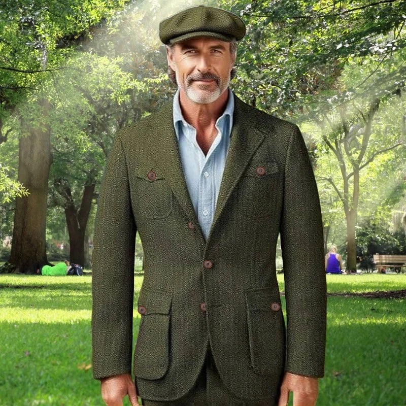 Blazer homme en tweed à chevrons – CLEVI Paris