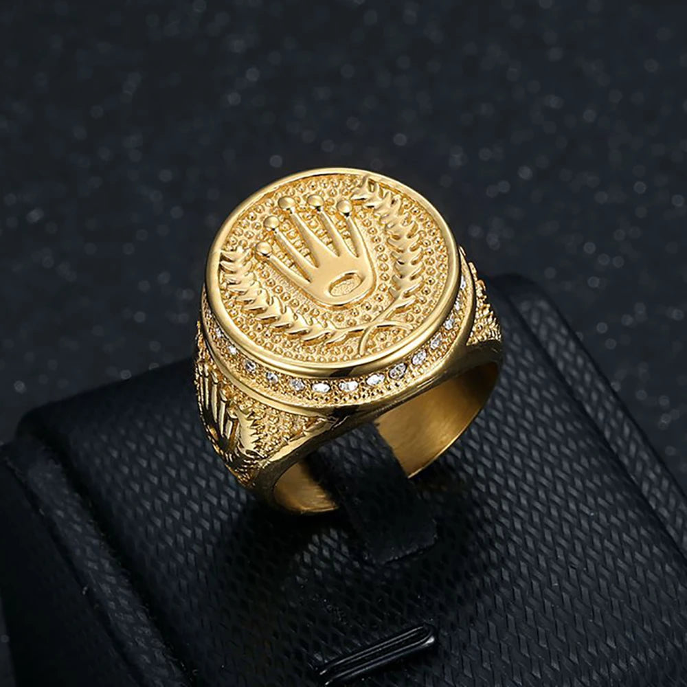 Bague Couronne Vintage Unisexe en Acier 316L – CLEVI Paris