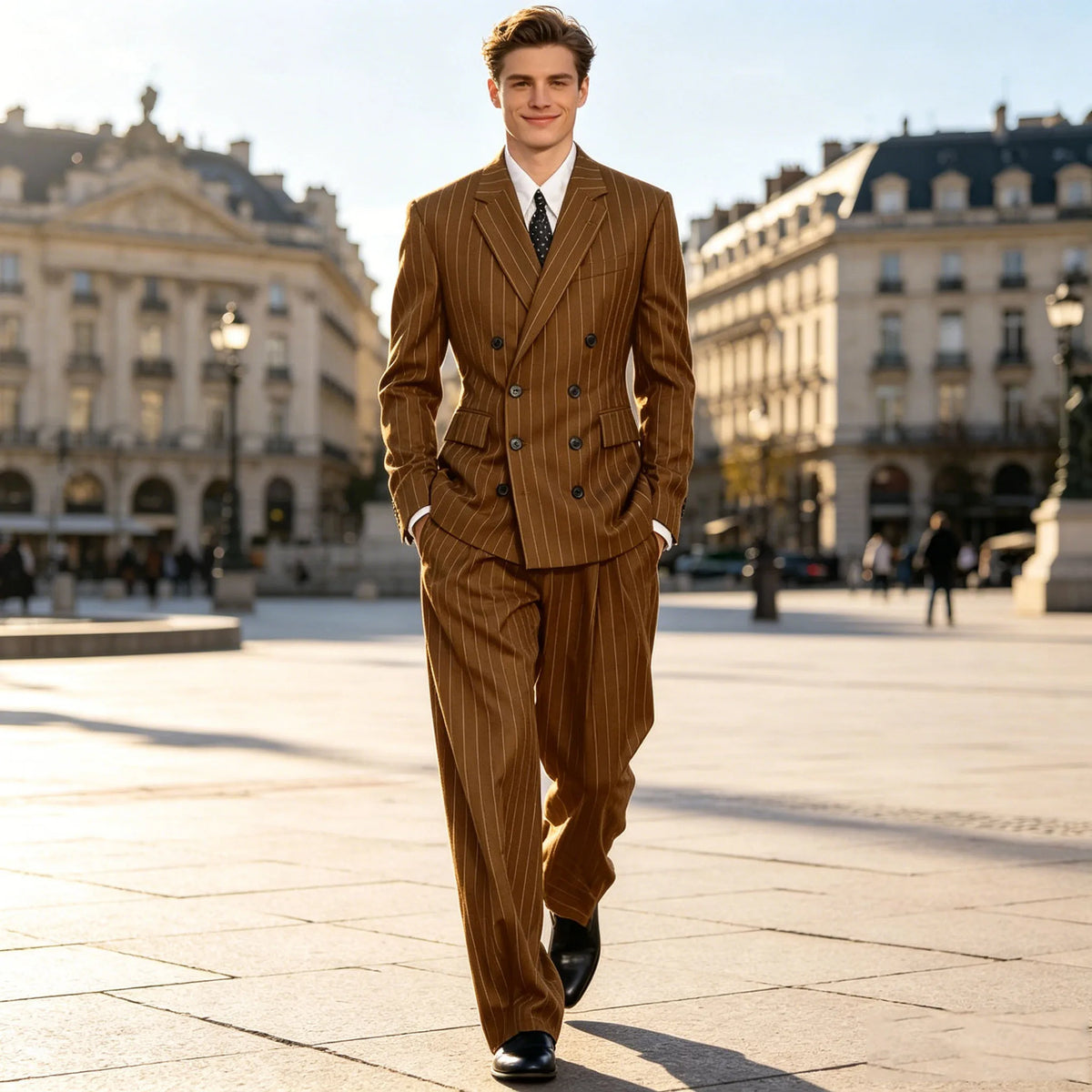 Costume rayé croisé 2 pièces homme – CLEVI Paris