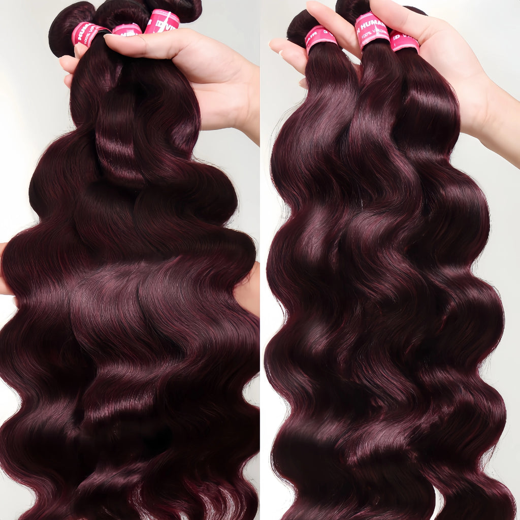 Bundles Body Wave Cheveux Humains Brésiliens Remy — Couleur Black Cherry Violet | 1, 3 ou 4 Pièces – CLEVI Paris