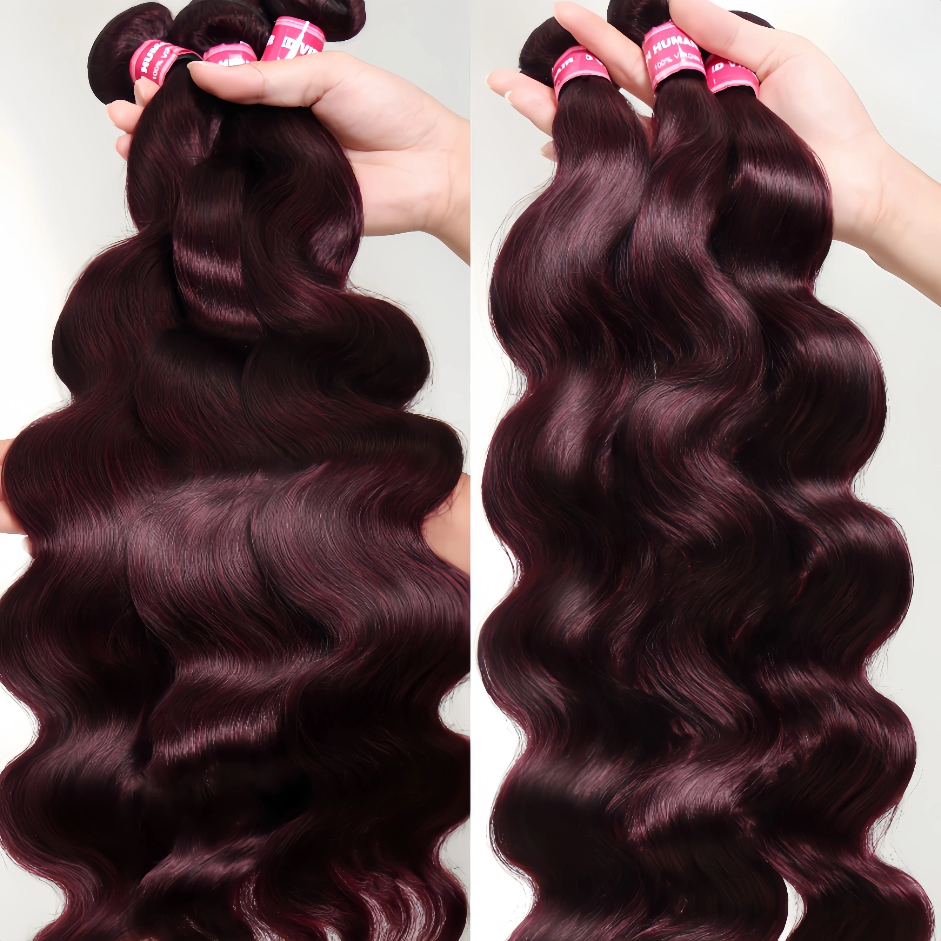 Bundles Body Wave Cheveux Humains Brésiliens Remy — Couleur Black Cherry Violet | 1, 3 ou 4 Pièces – CLEVI Paris