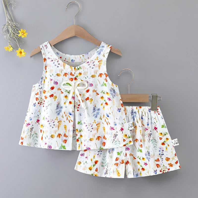 Ensemble fille sans manches en viscose – CLEVI Paris