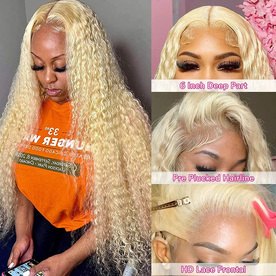 Perruque Bouclée Blonde 613 HD Lace 13x4 13x6 Cheveux Humains – CLEVI Paris