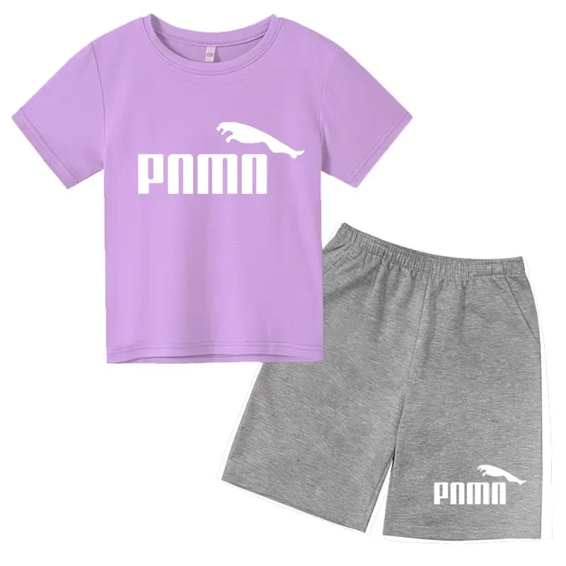 Ensemble enfant T-shirt à lettres et short uni – CLEVI Paris