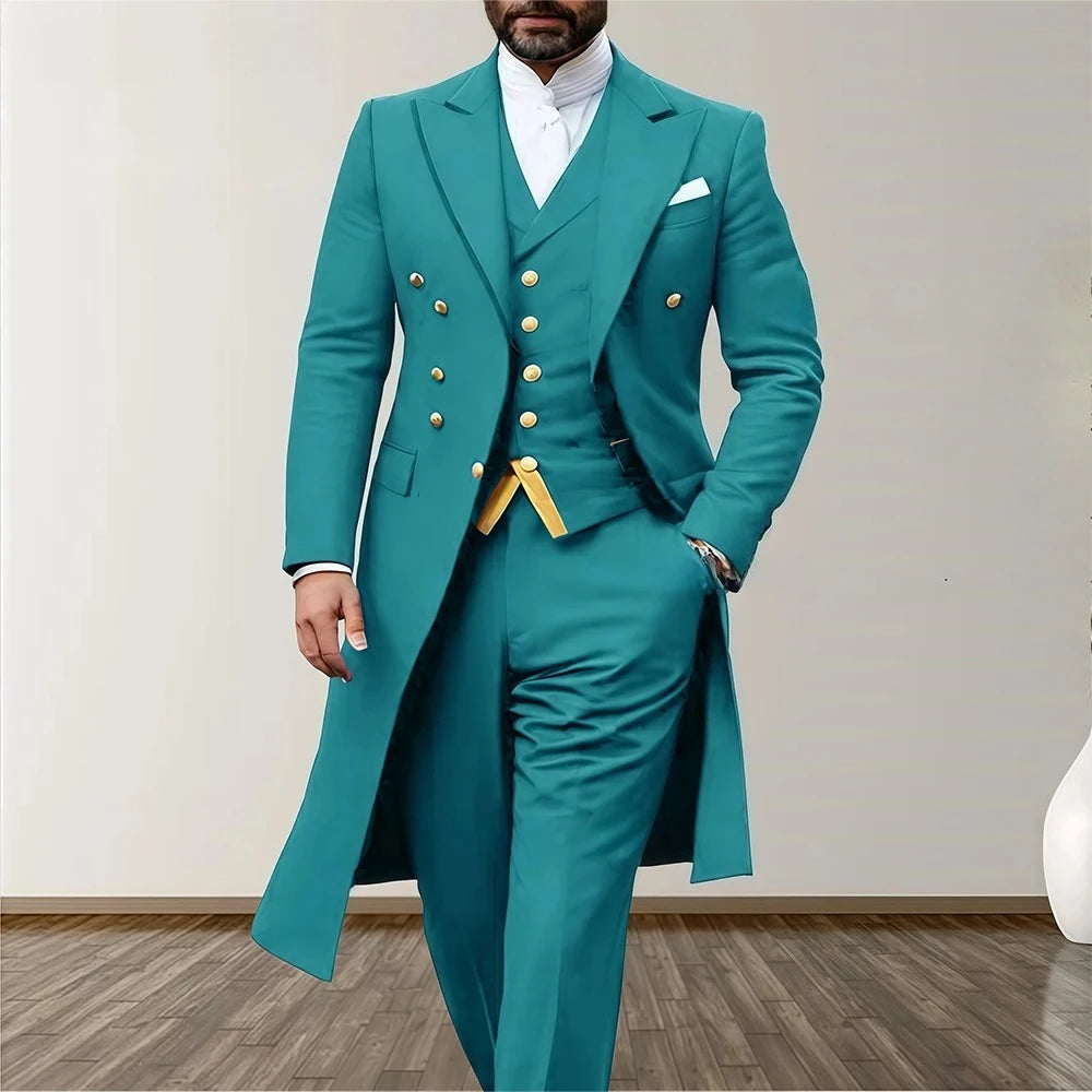 Costume 3 Pièces Homme – Smoking Satin Blazer + Gilet + Pantalon | Mariage & Soirée | XS-5XL