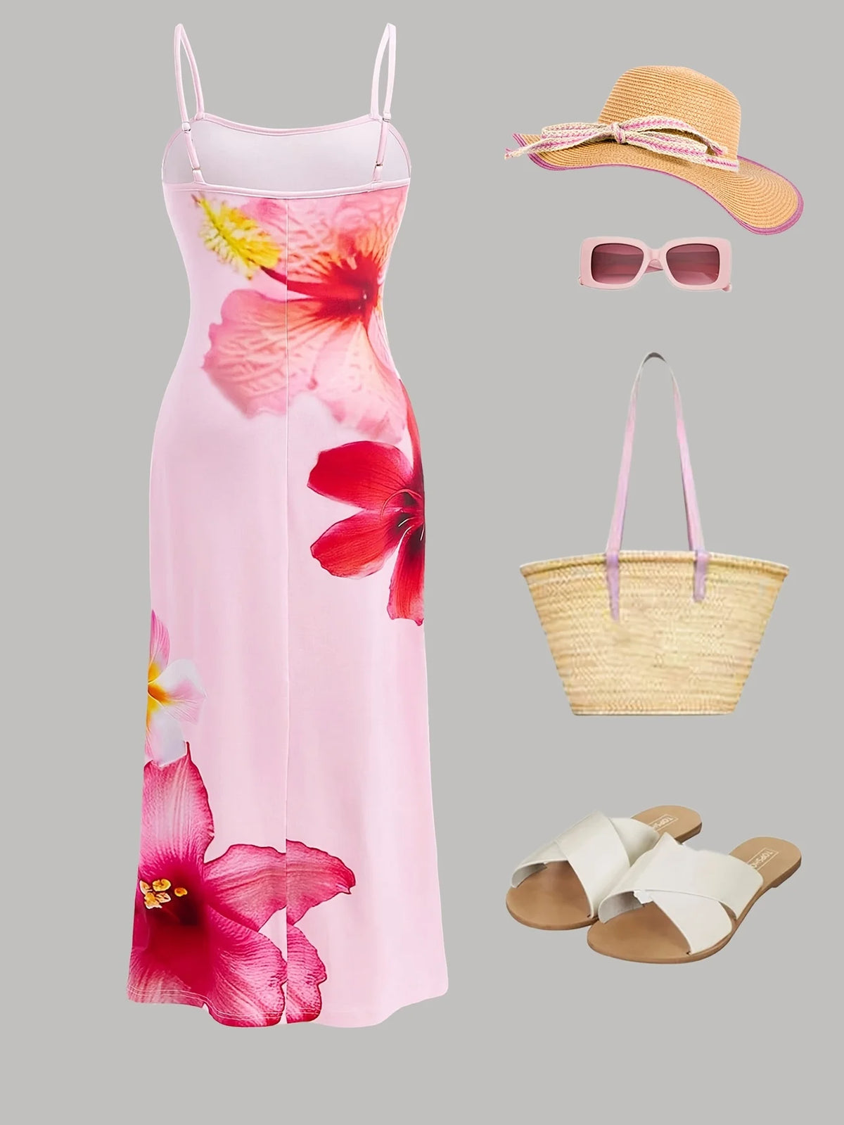Robe fille rose à fleurs et bretelles – CLEVI Paris