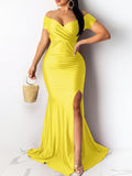 Robe de soirée sirène à col V – CLEVI Paris