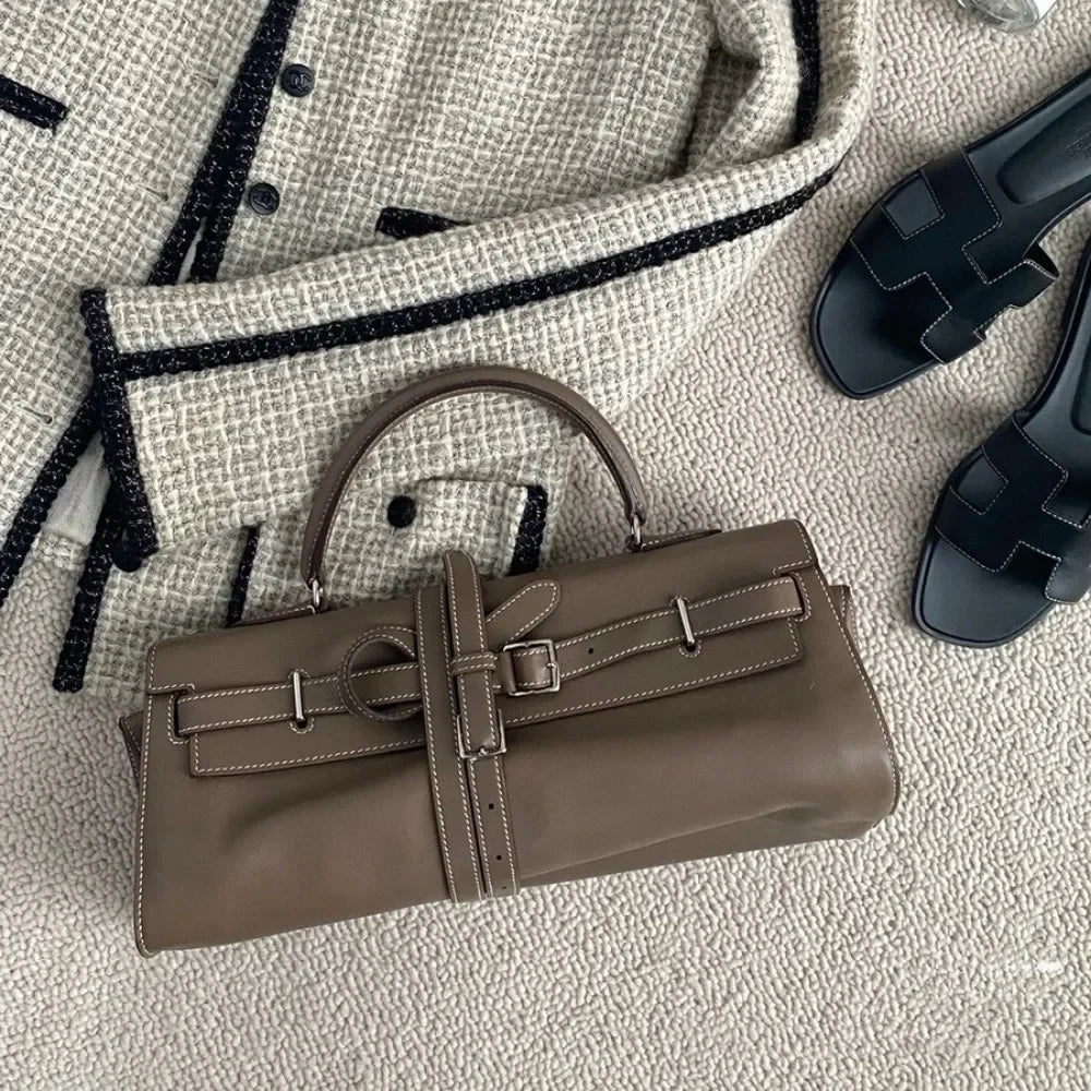 Sac À Main Femme Cuir Véritable Structuré Rabat Business – CLEVI Paris
