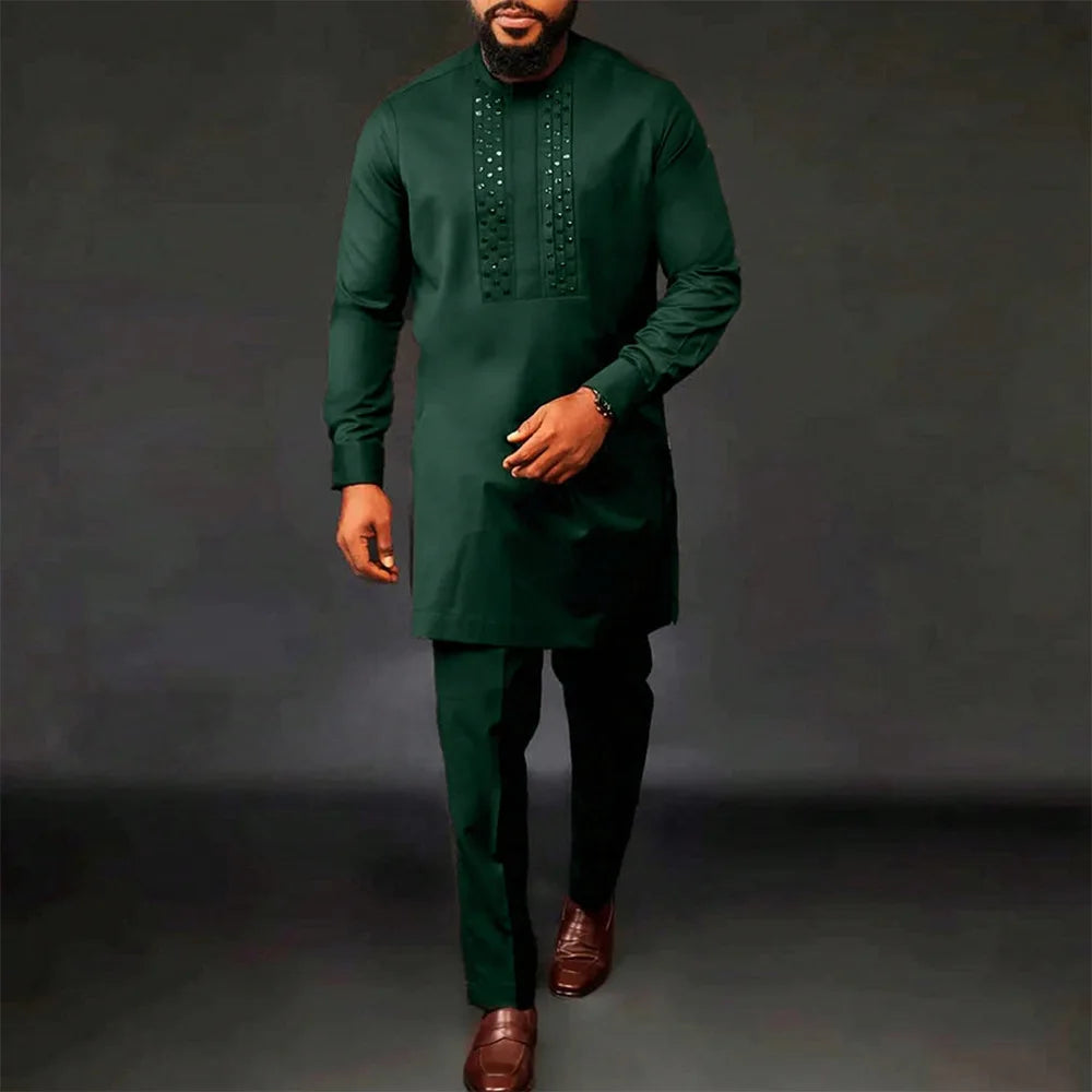Kaftan Homme 2 Pièces Manches Longues – CLEVI Paris