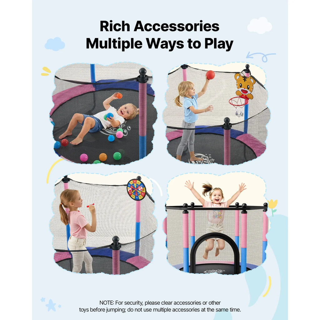 Trampoline enfant 55 pouces avec jeux – CLEVI Paris