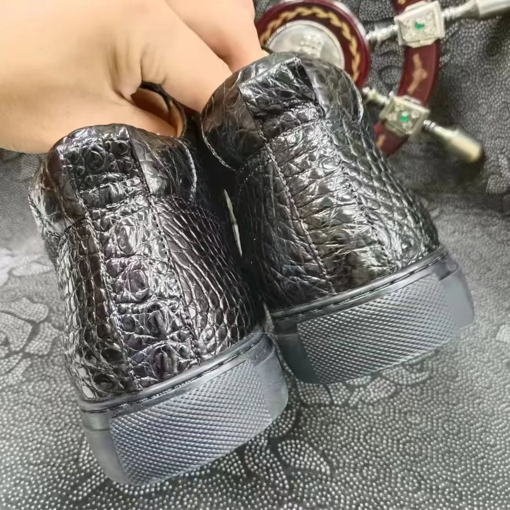 Sneakers homme noires en cuir à lacets – CLEVI Paris