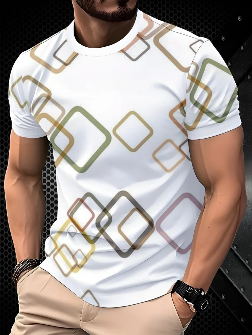 T-Shirt Homme Imprimé 3D Manches Courtes – Style Street Artistique – CLEVI Paris