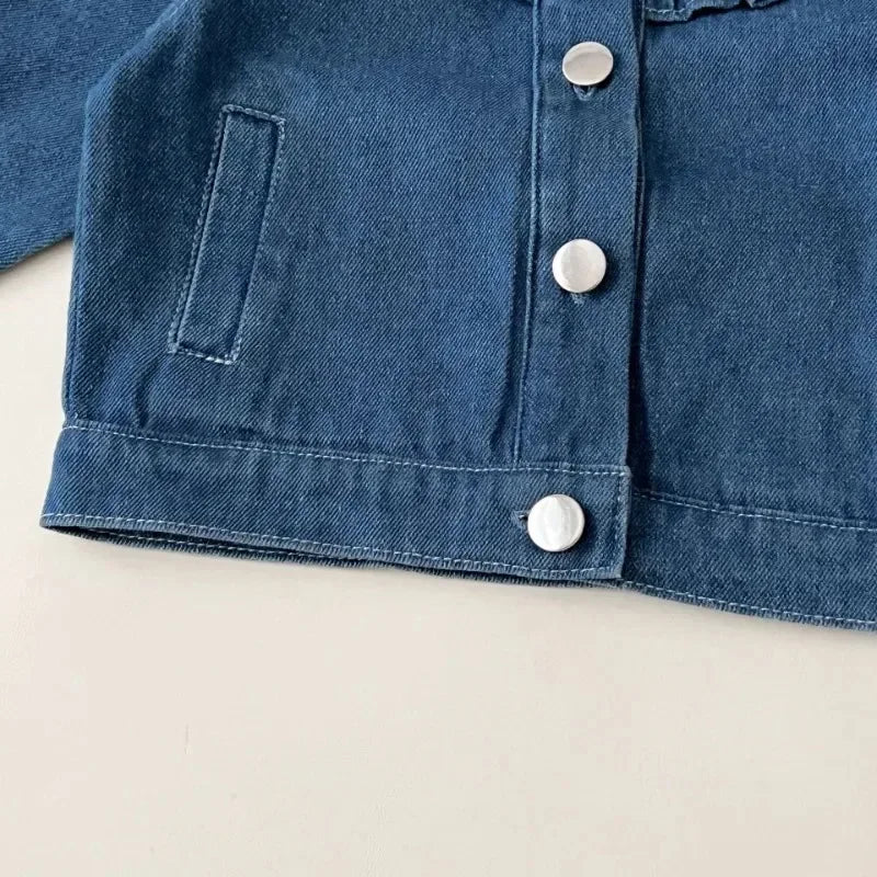 Veste en jean fille à volants – CLEVI Paris