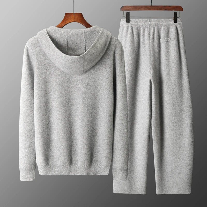 Ensemble Jogging Homme 100% Laine Mérinos MVLYFLRT – Cardigan Zippé Capuche + Pantalon – 8 Coloris, S à XXL – CLEVI Paris