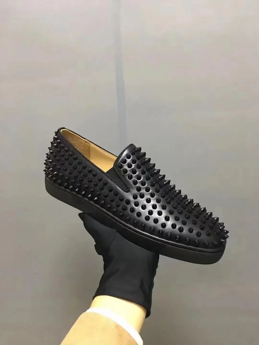 Mocassins Cuir Rivets Cristaux Multicolore Slip-On Unisexe – CLEVI Paris