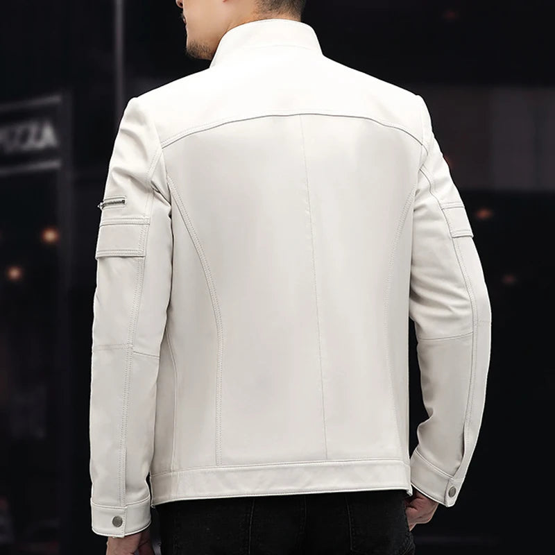 Blouson homme en cuir de mouton zippé – CLEVI Paris