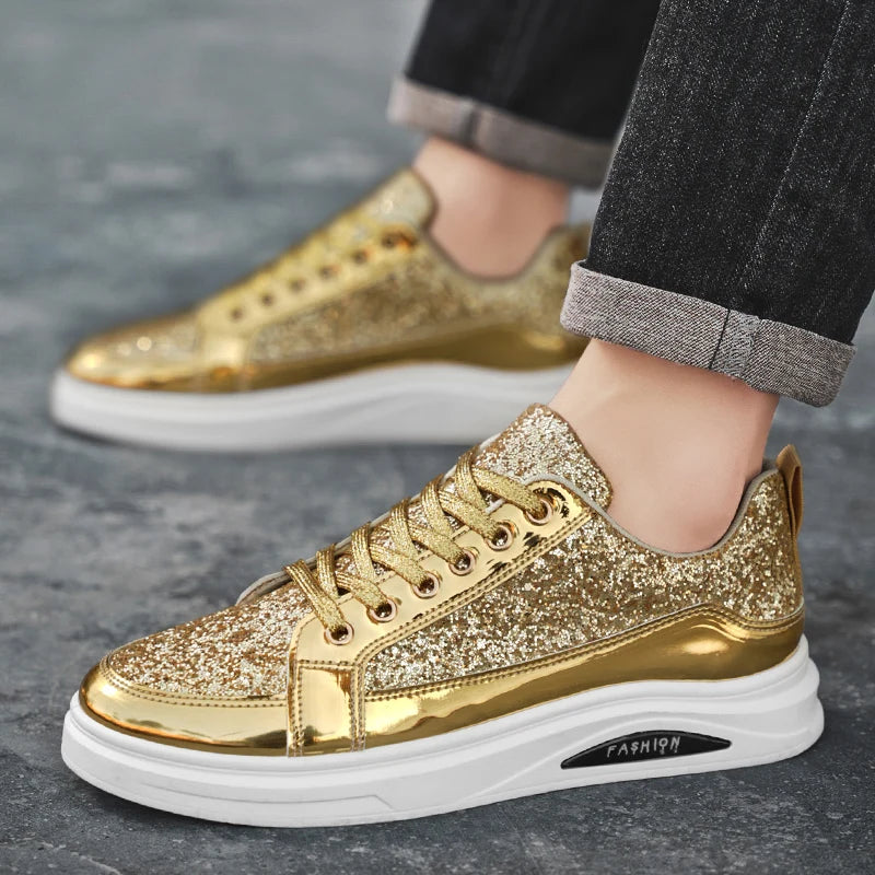 Sneakers homme basses en tissu pailleté – CLEVI Paris
