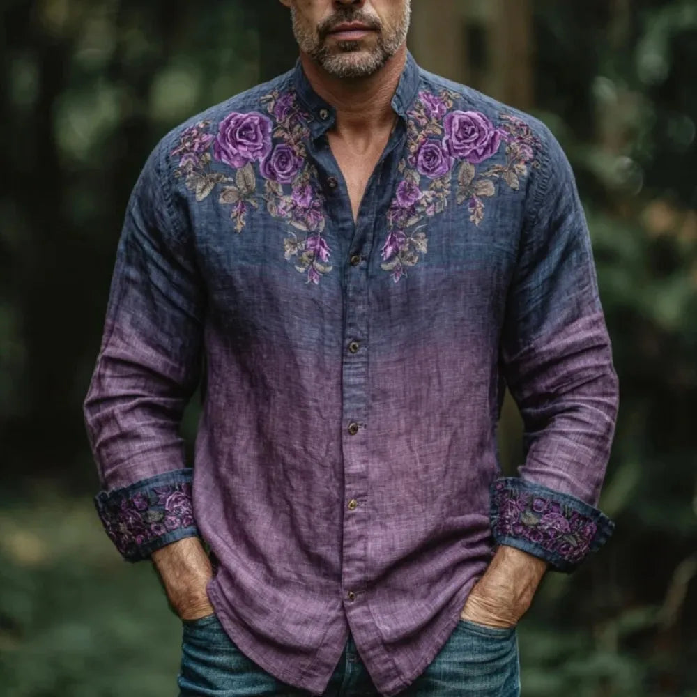 Chemise homme en lin imprimée – CLEVI Paris