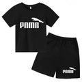 Ensemble enfant T-shirt à lettres et short uni – CLEVI Paris