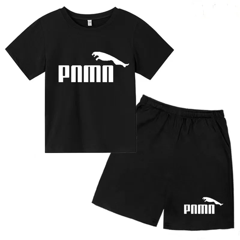 Ensemble enfant T-shirt à lettres et short uni – CLEVI Paris