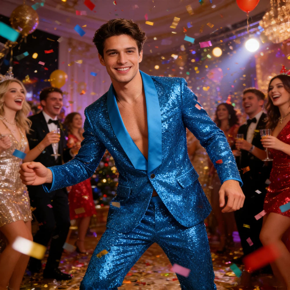 Costume Smoking Sequins Homme 2 Pièces – CLEVI Paris