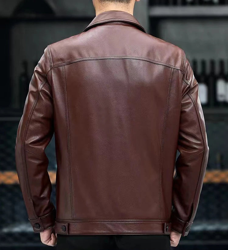 Veste homme en cuir de vachette à poches – CLEVI Paris