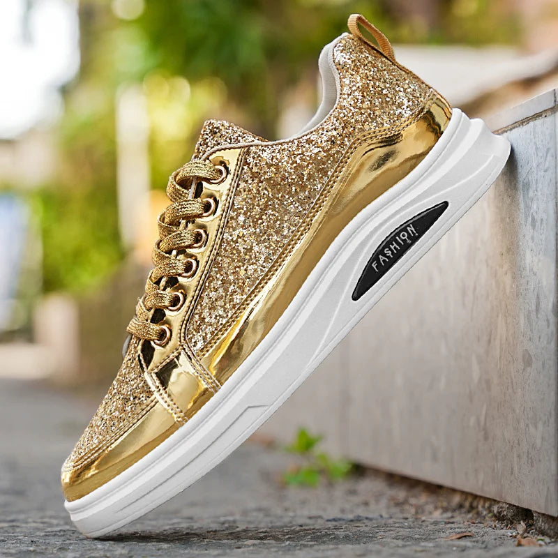 Sneakers homme basses en tissu pailleté – CLEVI Paris