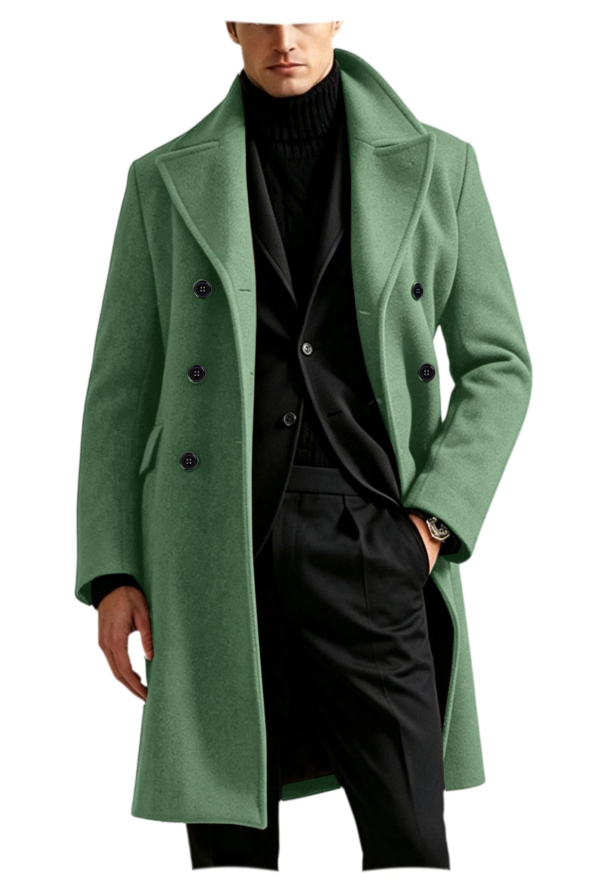 Manteau long homme laine mélangée croisé – CLEVI Paris