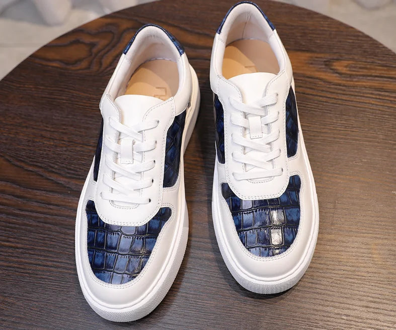 Sneakers homme bleues et blanches à lacets – CLEVI Paris