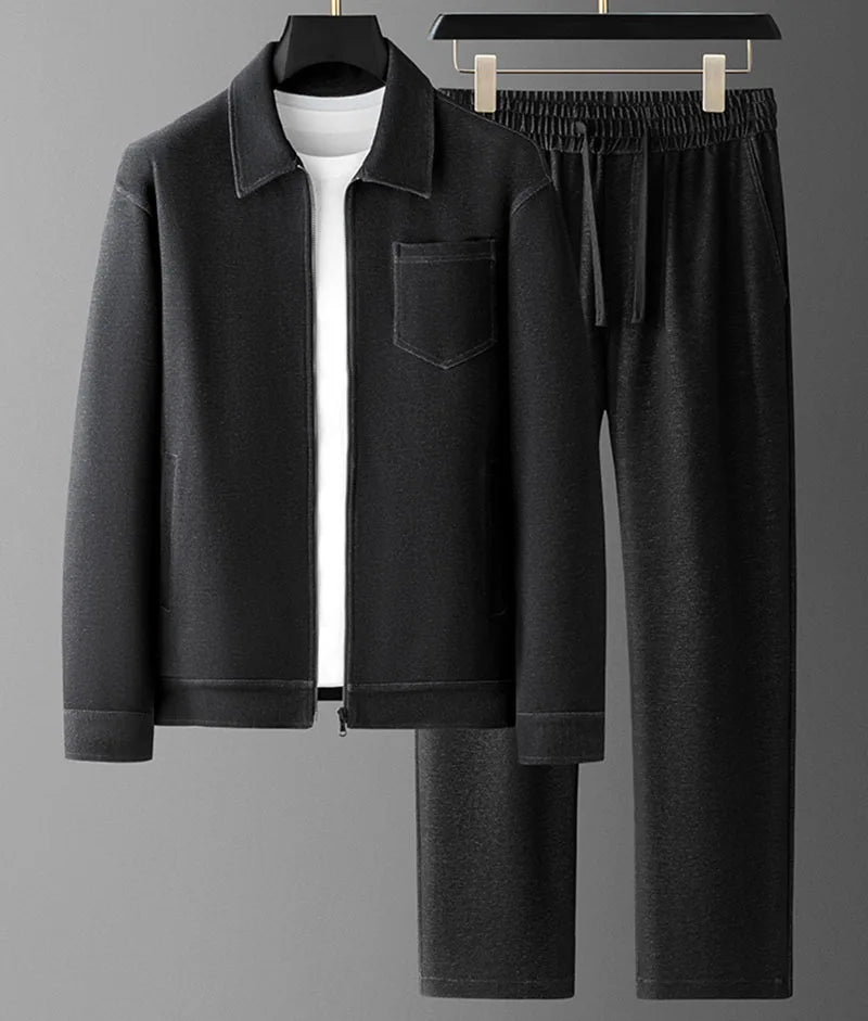 Ensemble homme denim veste zippée et pantalon – CLEVI Paris