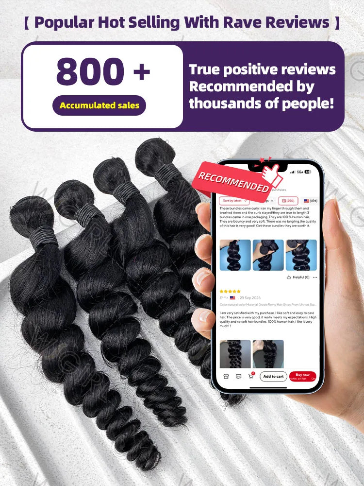 Extensions Loose Wave Cheveux Humains Bruts – Virgin & Remy Hair 12A – Bundles 1/3/4 Pcs 18-34 Pouces – CLEVI Paris