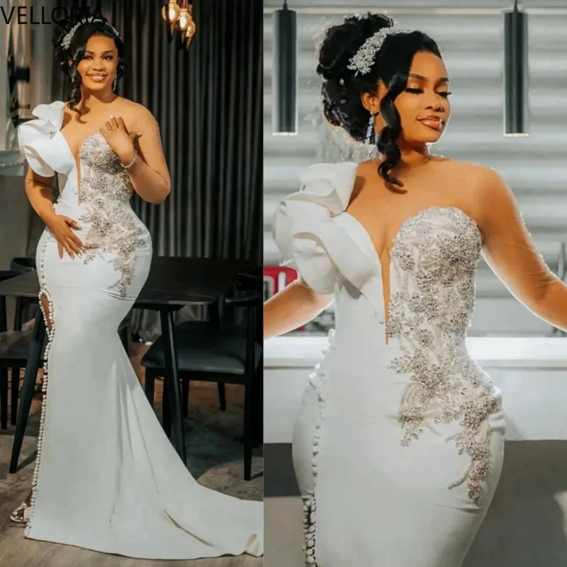 Robe de soirée sirène satinée – CLEVI Paris