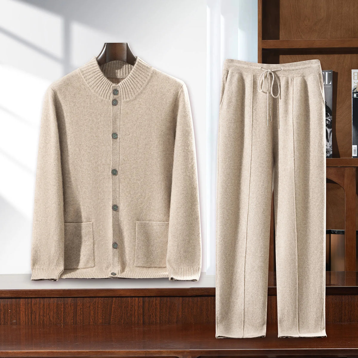 Ensemble homme cachemire cardigan boutonné – CLEVI Paris