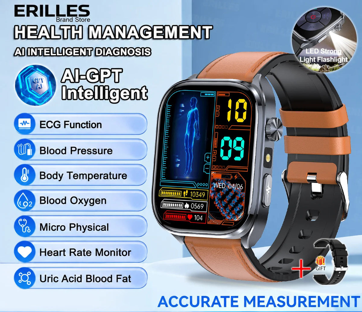 Montre Erilles ET572 AMOLED 2,01″ Bluetooth – CLEVI Paris
