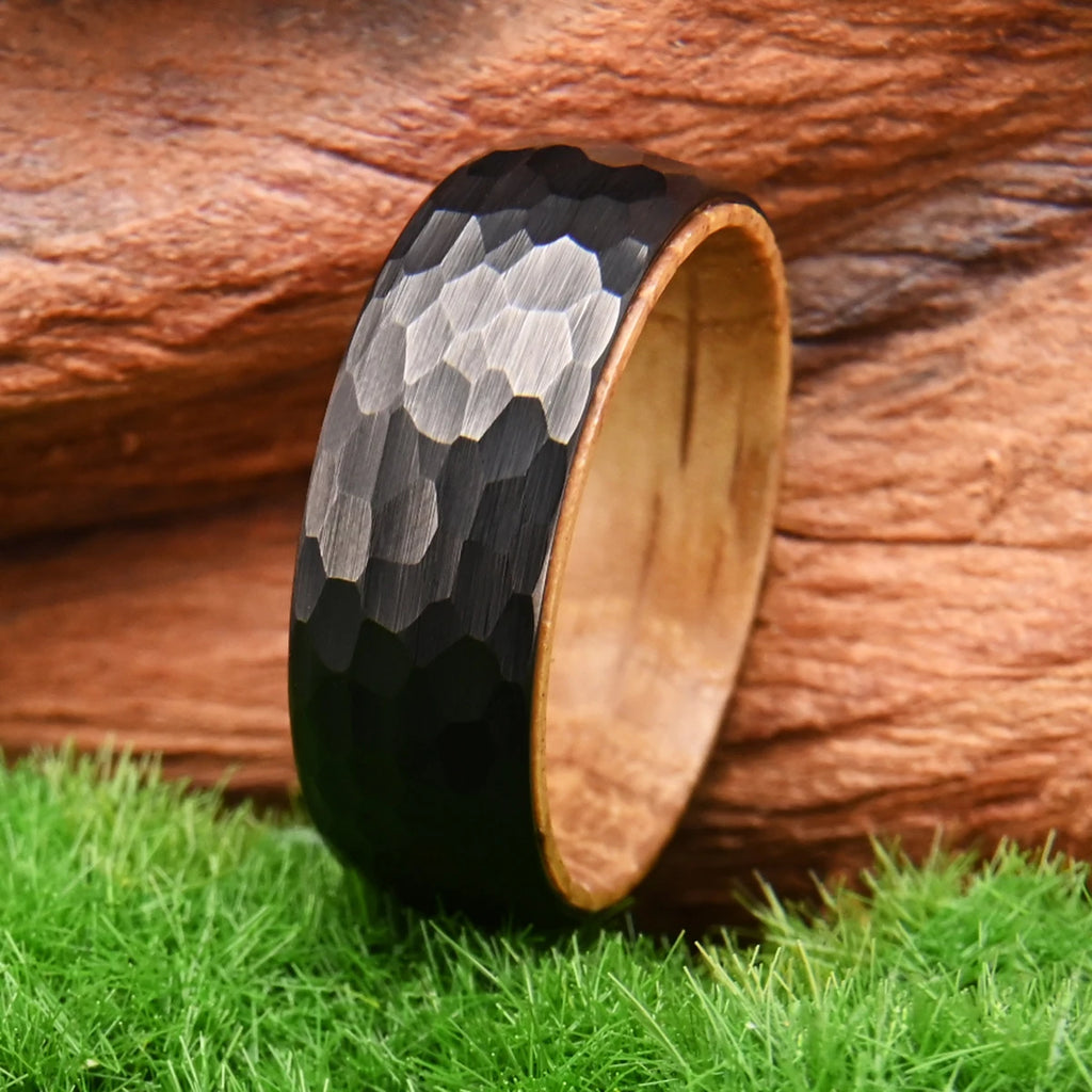 Bague Homme en Tungstène et Bois Noir 8 mm – CLEVI Paris