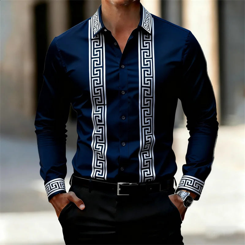 Chemise Géométrique Manches Longues Homme – CLEVI Paris
