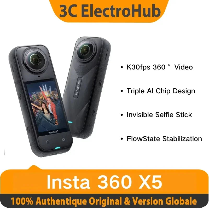 Caméra Insta360 X5 8K 360° préactivée – CLEVI Paris