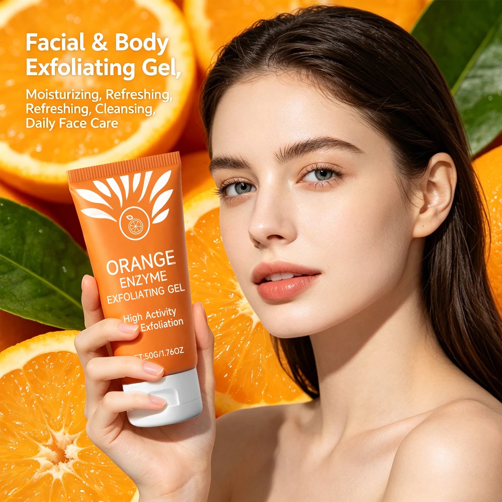 Gel Exfoliant Enzyme d'Orange 50g – Exfoliation Douce Visage & Corps, Nettoie les Pores – CLEVI Paris