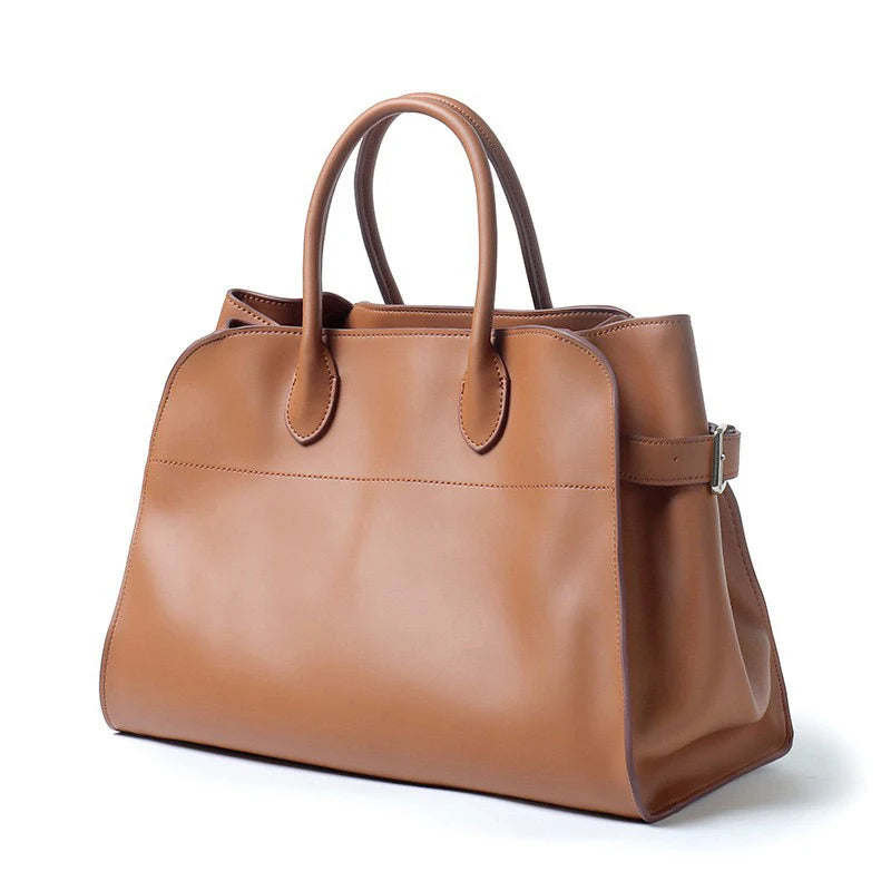 Tote Bag Cuir Vache Pleine Fleur Femme 2 Tailles Classique – CLEVI Paris