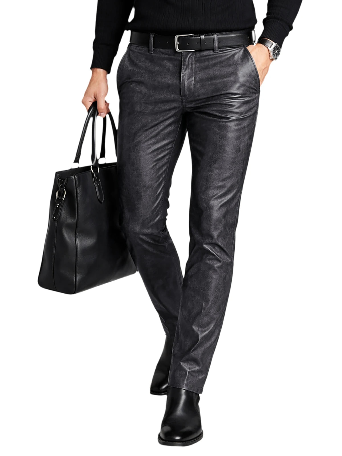 Pantalon Homme Droit Simili Cuir – CLEVI Paris