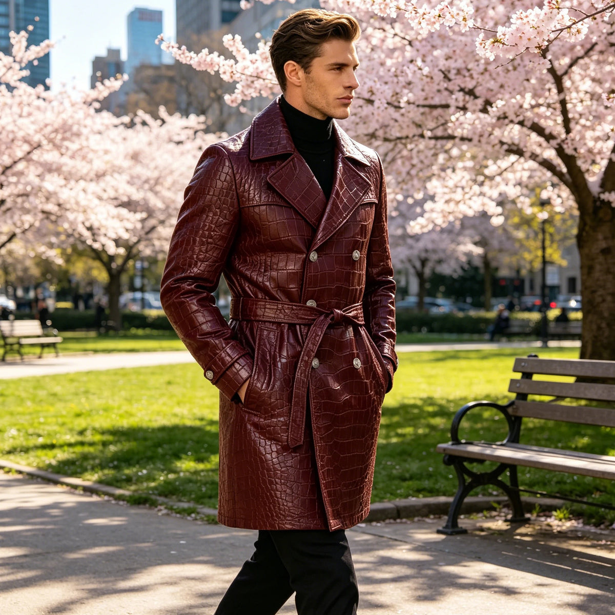 Manteau homme en similicuir effet crocodile – CLEVI Paris