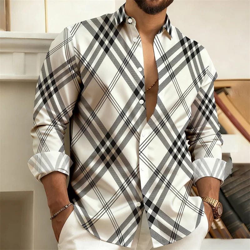 Chemise Homme Rayée Géométrique – CLEVI Paris