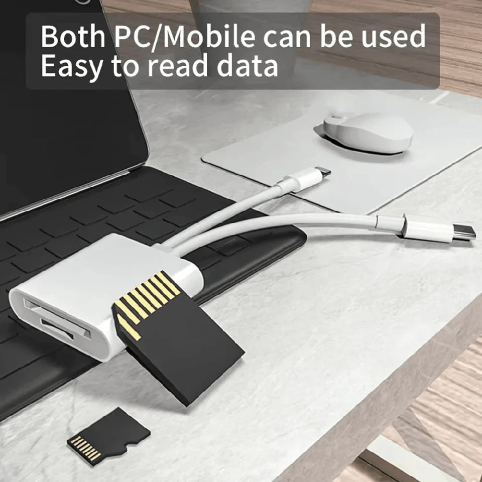 Lecteur SD Double Port USB-C & Lightning iPhone – CLEVI Paris