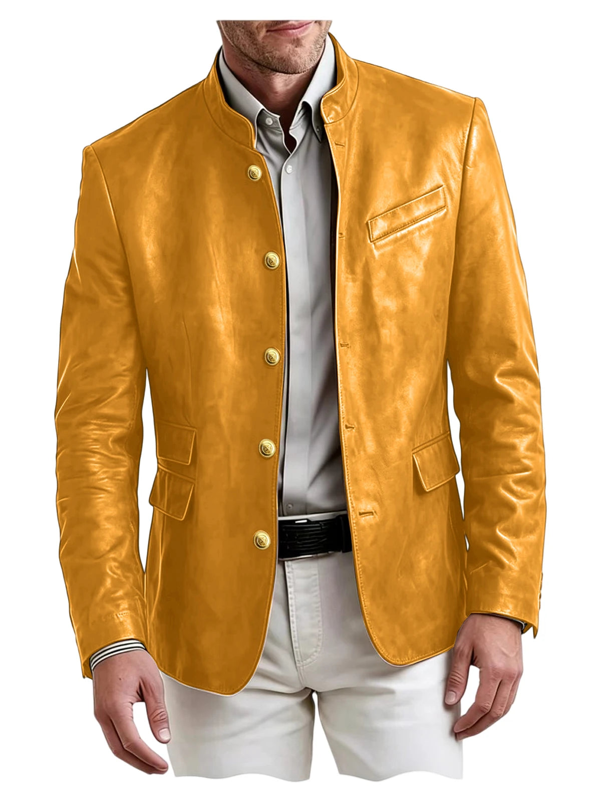 Blazer homme en similicuir, col montant – CLEVI Paris