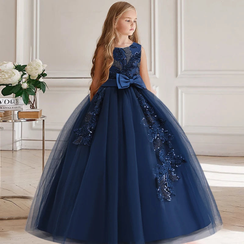 Robe longue fille à col carré – CLEVI Paris