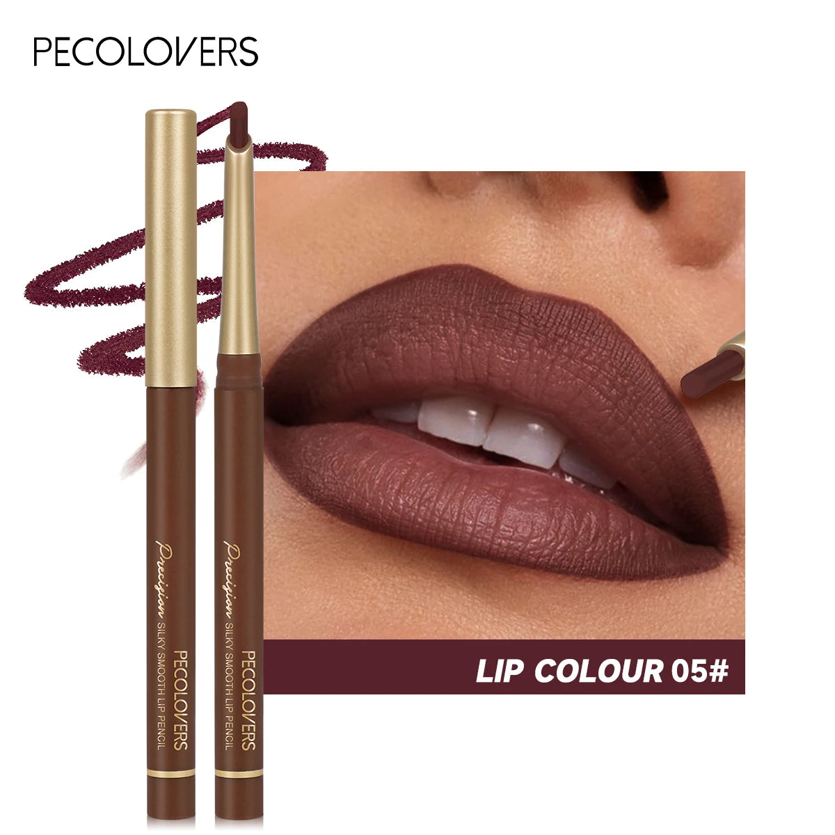 Crayon Contour Lèvres Mat PECOLOVERS – 6 Teintes, Longue Tenue & Embout Biseauté – CLEVI Paris