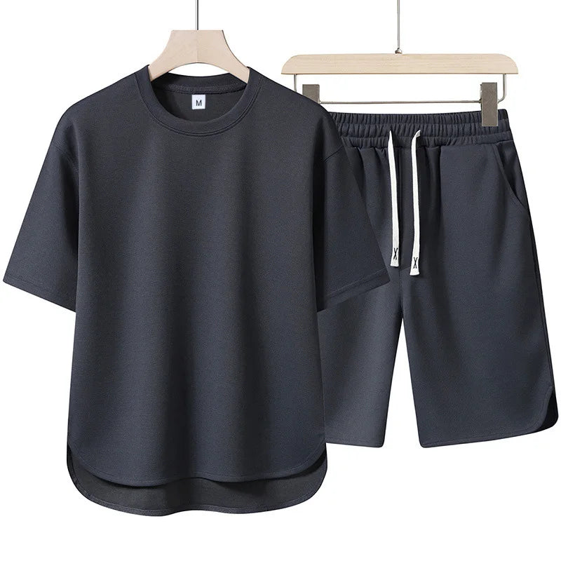 Ensemble homme t-shirt col rond et short uni – CLEVI Paris